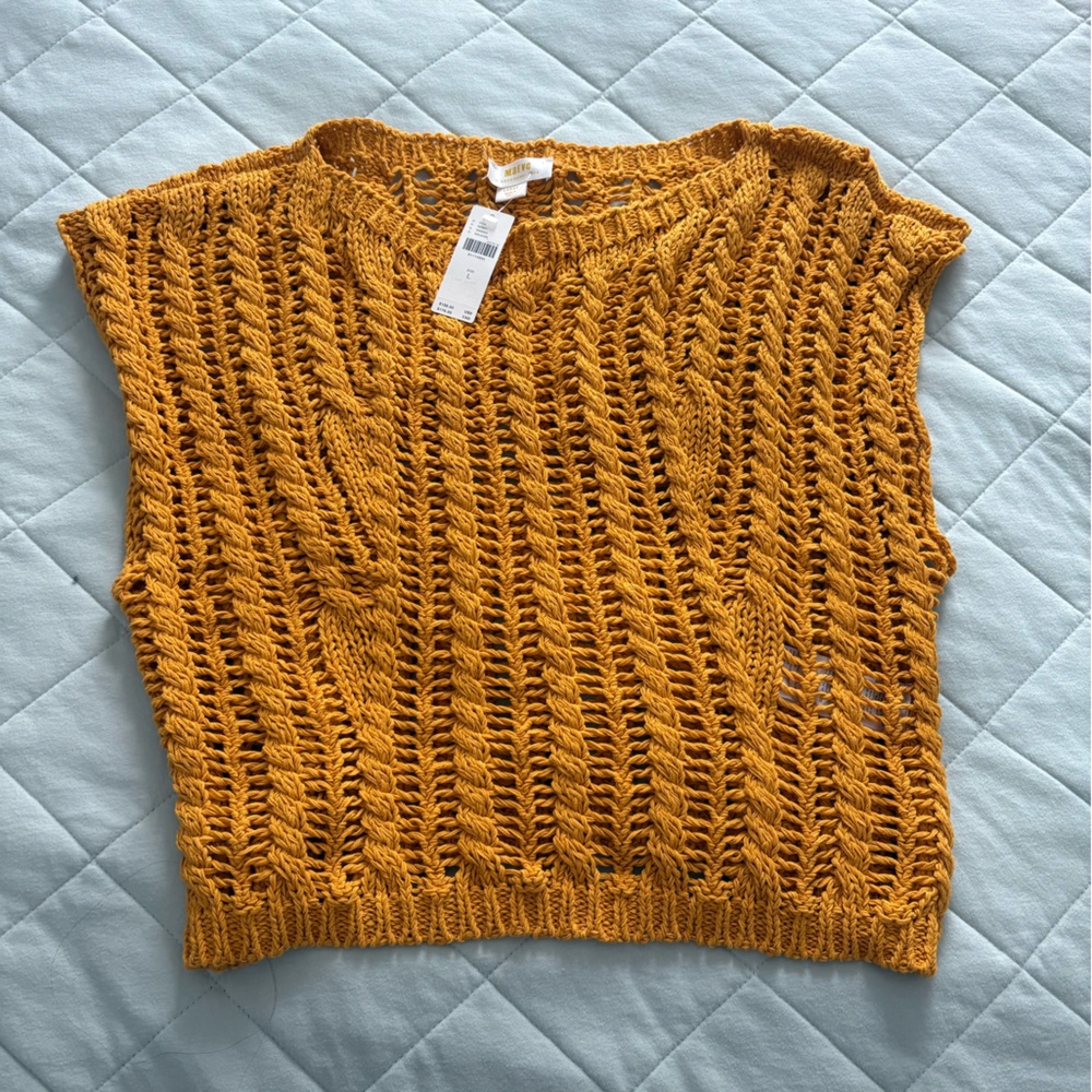 NWT Anthropologie Maeve Mustard Sweater L